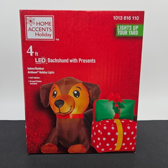 Home Accents Holiday 4 ft LED Dachshund with Presents Inflatable Airblown‎ New main image 0